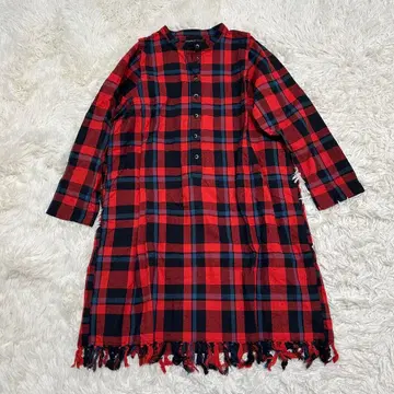 써니클라우드 체크 무늬 롱 셔츠 원피스