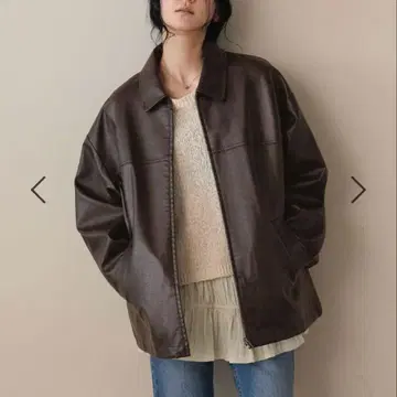 LOWRYS FARM 가죽 드로스트 ZIP 블루종