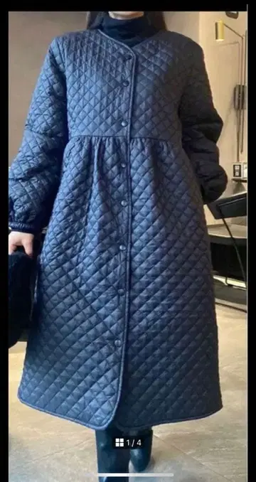 글래머러스 가든 퀼팅 코트 블랙