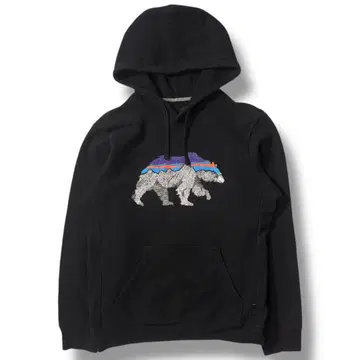 Patagonia 베어 로고 풀오버 후드티 블랙 구제 의류 남성용