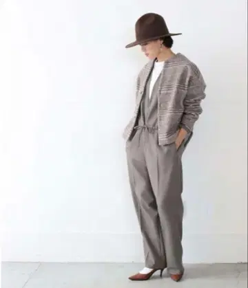 Le MELANGE 슬리버 체크 가디건