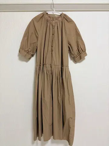 베이지 셔츠 느낌 원피스 반팔