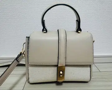 베이지 숄더백 합성 피혁 캔버스