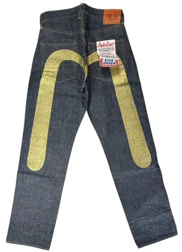 에비수 대흑 페인트 호랑이 귀 데님 팬츠 골드 페인트 32x35