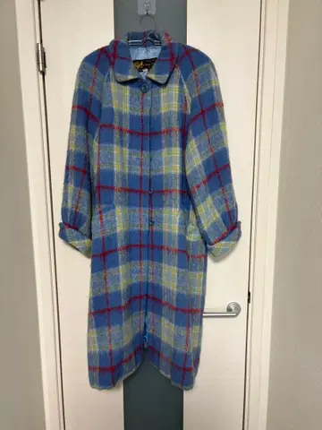 YORKLAND 체크 무늬 플리스 롱 코트