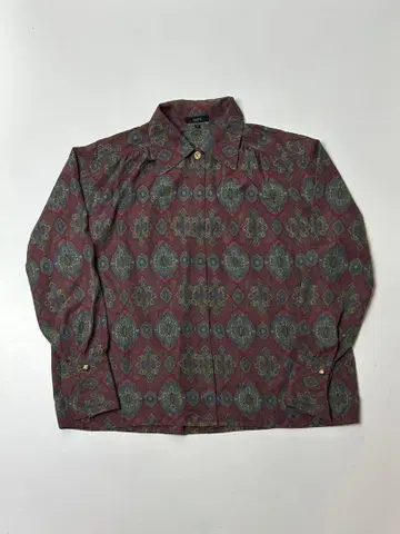 ROPE 긴팔 셔츠 보르도 레드 올 패턴 M 사이즈