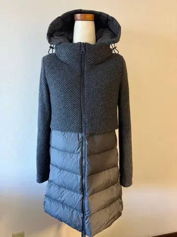 HERNO 후드 부착 울&다운 자켓 그레이 40 사이즈