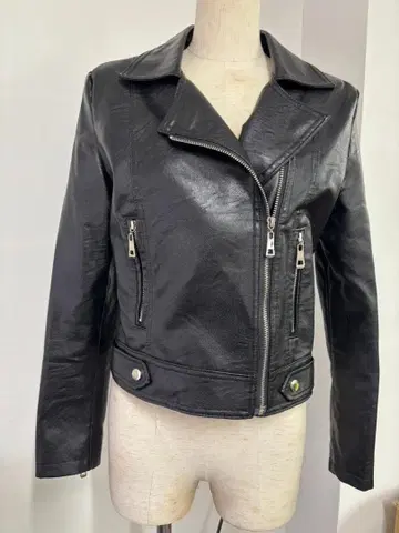 LABOO 가죽 라이더 자켓 블랙