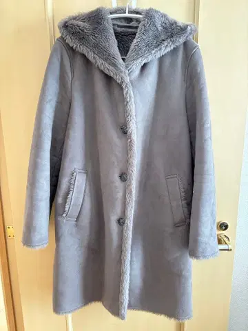 무스탕 터치 후데트 롱 코트 유니클로 L 사이즈