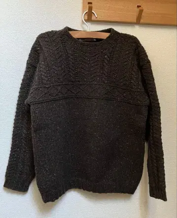 90's INVERALLAN 다크 브라운 케이블 니트 스웨터