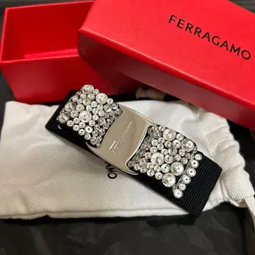 새상품 Salvatore Ferragamo 블랙 리본 머리핀