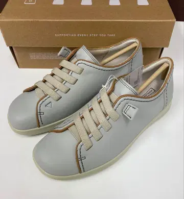 아킬레스 솔보 (22.5cm) 갑 밴딩 슬립온 천연 가죽 라이트 그레이