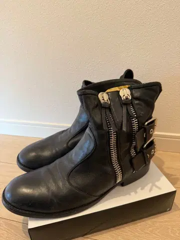 남성용 주세페 자노티 블랙 가죽 지퍼 부츠 44