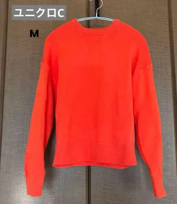 UNIQLO 유니클로c 스무스 코튼 크루넥 스웨터 오렌지 M