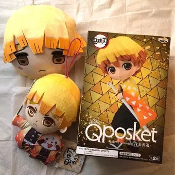 아가츠마 젠이츠 Qposket 피규어 봉제 인형 릴 달린 패스 케이스