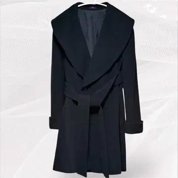캐시미어 혼방 울 롱 코트 블랙 벨트 포함