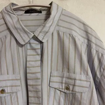 Leilian 코튼 100% 스트라이프 와이셔츠 일본제 블루