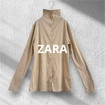 [ ZARA ] 자라 여성용 하이넥 티셔츠 앞 버튼 코튼