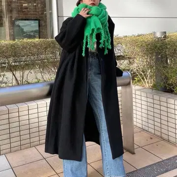 Ungrid 컬러 기모 머플러 그린 대형 프린지 스톨 언그리드