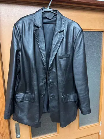 블랙 가죽 롱 자켓