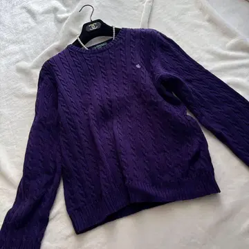 랄프 로렌 코튼 케이블 니트 퍼플 XL 빅 사이즈