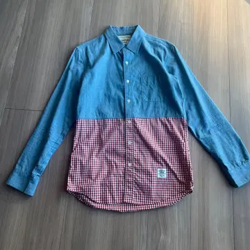 GENTLE MAN 데님 체크 무늬 셔츠 M