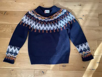 RayBEAMS 노르딕 무늬 긴팔 스웨터 네이비