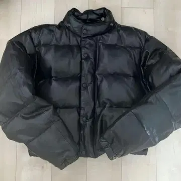 빈티지 크롭 가죽 다운 자켓