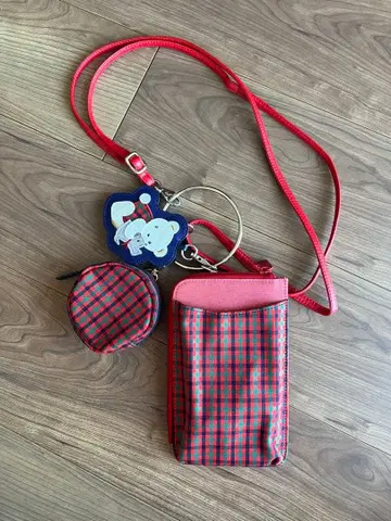 커스터마이즈 숄더 파우치 파미리아 빨간 체크