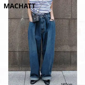 마차트 machatt 허리턱 데님 36 사이즈 블루