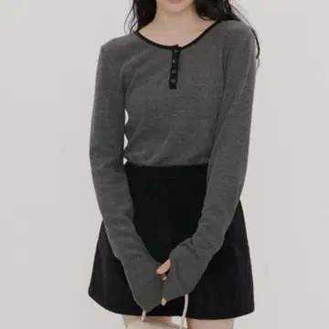 GIUNON 롱 슬리브 리브 상의