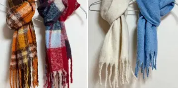 초특가! 머플러 4세트 블루 화이트 체크 등 스톨 새상품 무릎 담요