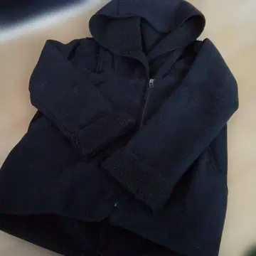 EMODA 후드 부착 블랙 무스탕 코트 S