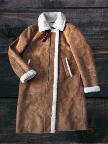 [ 새상품급 ] 남성용 롱 코트 무스탕 코트 빅 사이즈 브라운 스웨이드