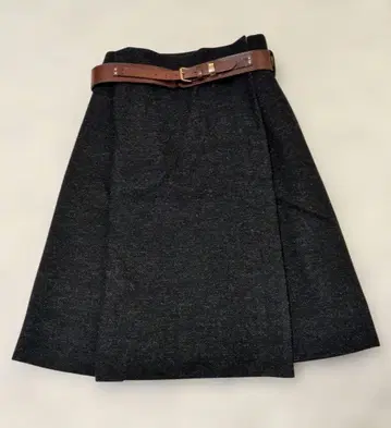 마가렛호웰 플리츠 랩스커트 무릎 기장 울 다크 그레이