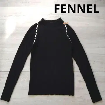 [페넬] 리브 하이넥 긴팔 니트 블랙
