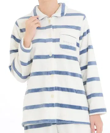 새상품 63379 NARUE 스노우 파우더 보더 셔츠 파자마 네이비