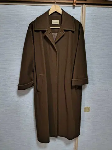 울 100% 브라운 롱 코트 사이즈 36