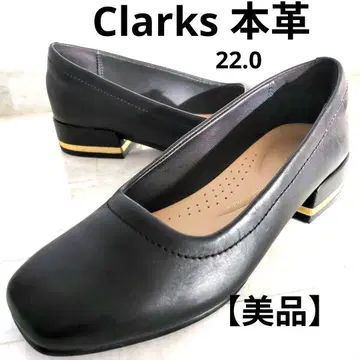 Clarks 천연 가죽 펌프스 블랙 골드 라인 베이직