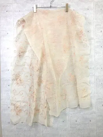 레트로 오리엔탈 구제 의류 엑조틱 보타니컬 자수 쉬폰 스톨