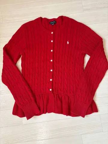 랄프 케이블 니트 페플럼 가디건 160