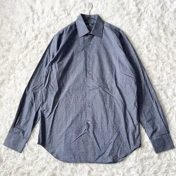 [새상품급] Aquascutum 긴팔 와이셔츠 면 네이비 16 40.5