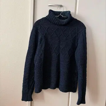 GLADHAND 케이블 니트 터틀넥 스웨터 S 네이비