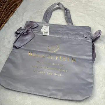 Maison de FLEUR 그레이쉬 블루 토트백 더블 리본