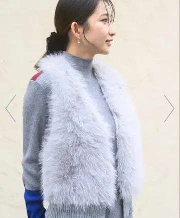 ZAMPA 페이크 퍼 절개 베스트 그레이