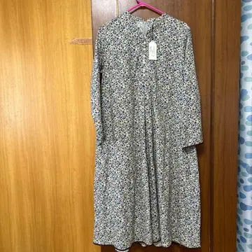 코튼 100% 다색 패턴 롱 셔츠 원피스 M 사이즈