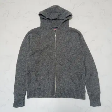 45rpm 그레이 후드 부착 니트 후드티