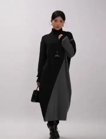 비대칭 니트 원피스