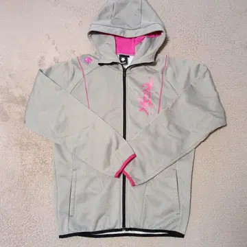 DESCENTE 후드 부착 그레이 집업 후드티