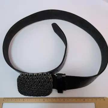 크로커다일 무늬 블랙 벨트 빅 버클 벨트